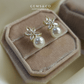 Golden Leaf Pearl CZ Studs