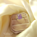 Sparkle Lilac Square Ring –  (Adjustable) Rhodium Silver