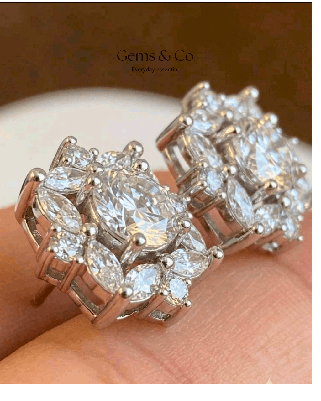 Zircon Flower Cross Stud Earrings