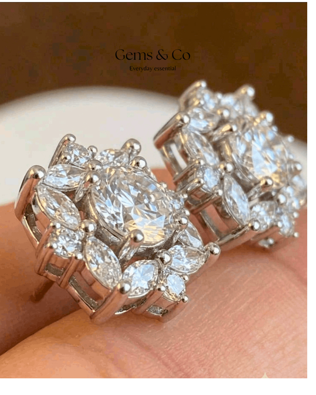 Zircon Flower Cross Stud Earrings