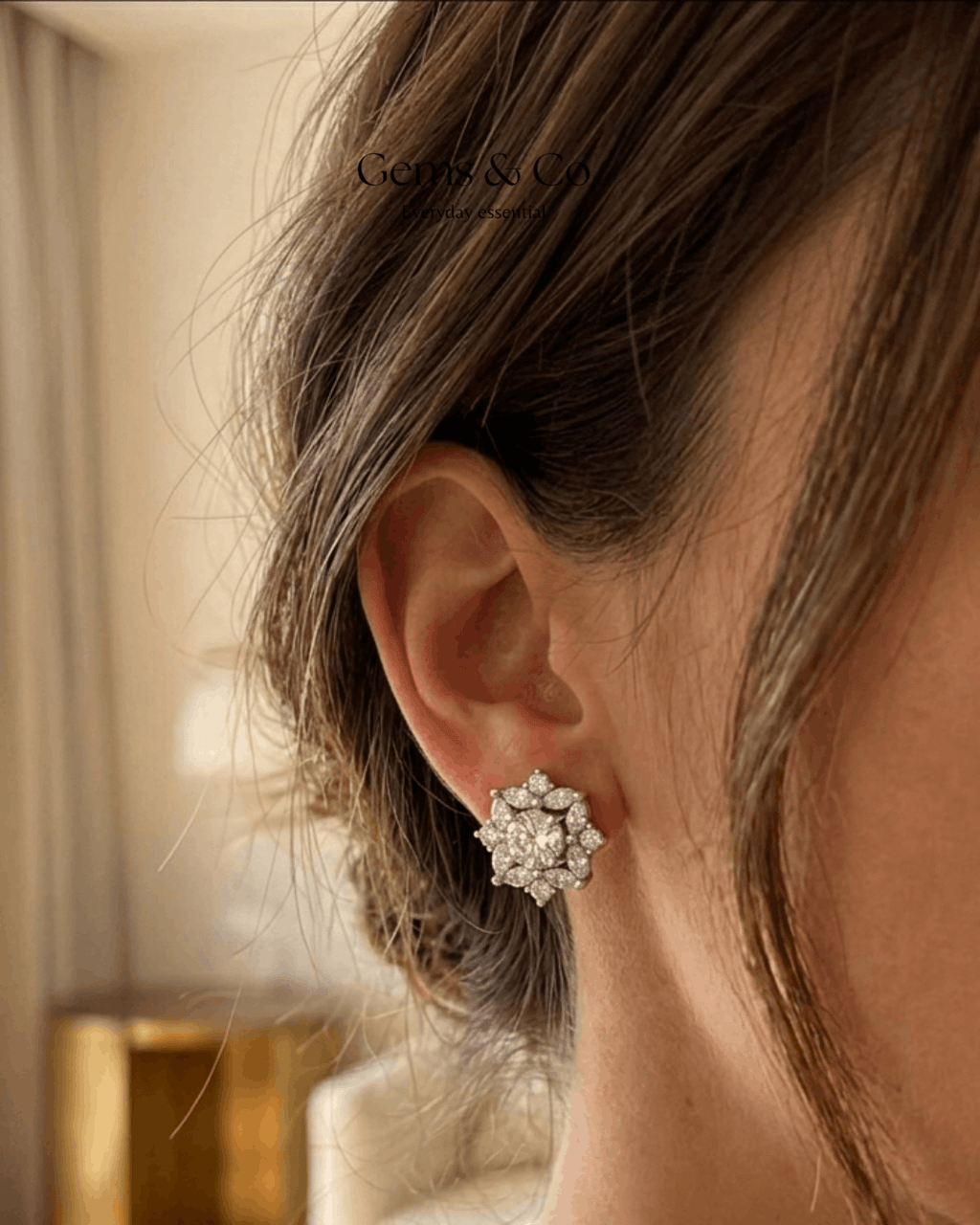 Zircon Flower Cross Stud Earrings