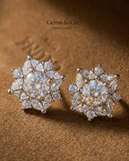 Zircon Flower Cross Stud Earrings
