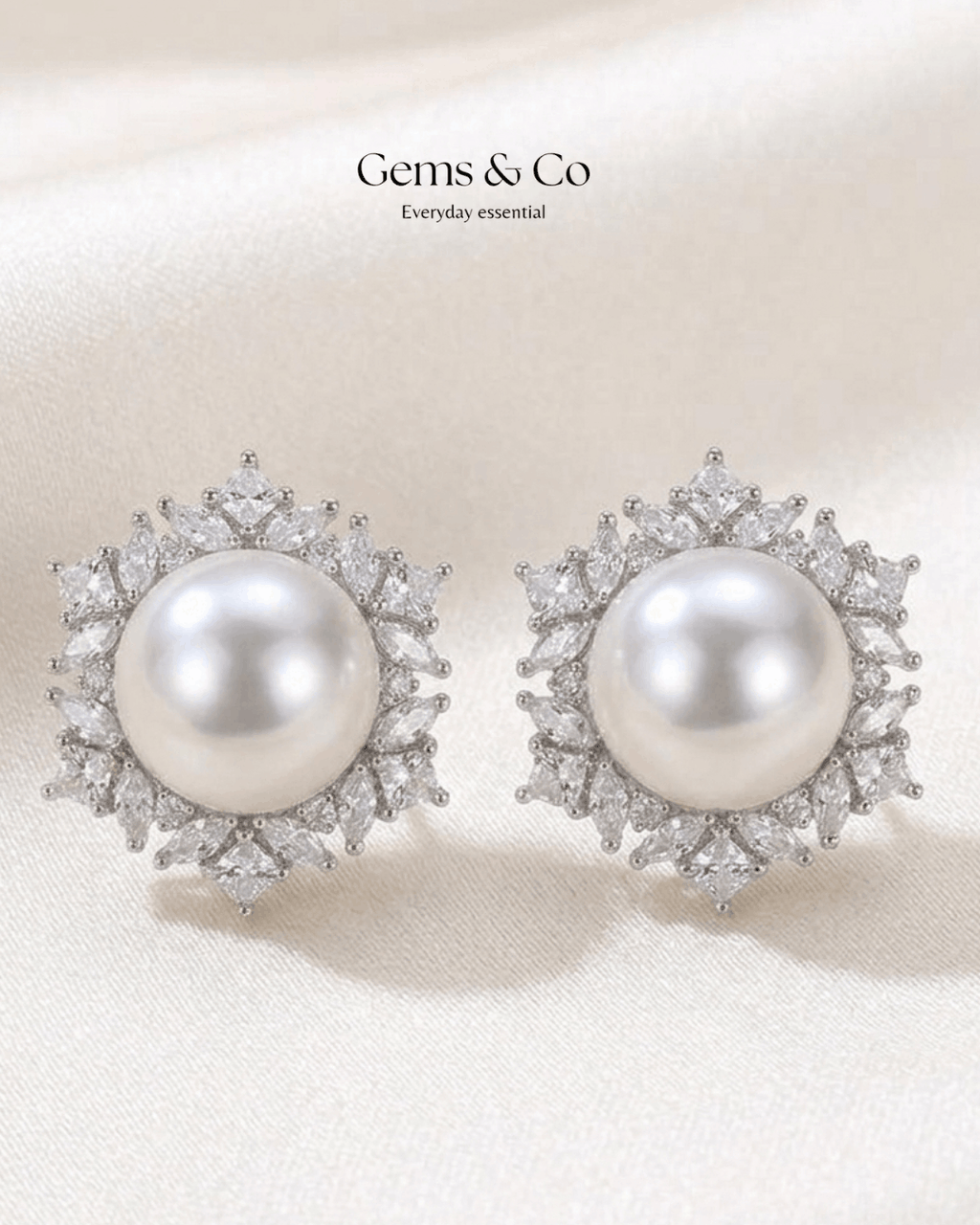 Pearl Halo Stud Earrings