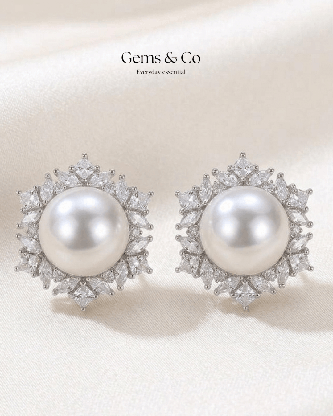 Pearl Halo Stud Earrings