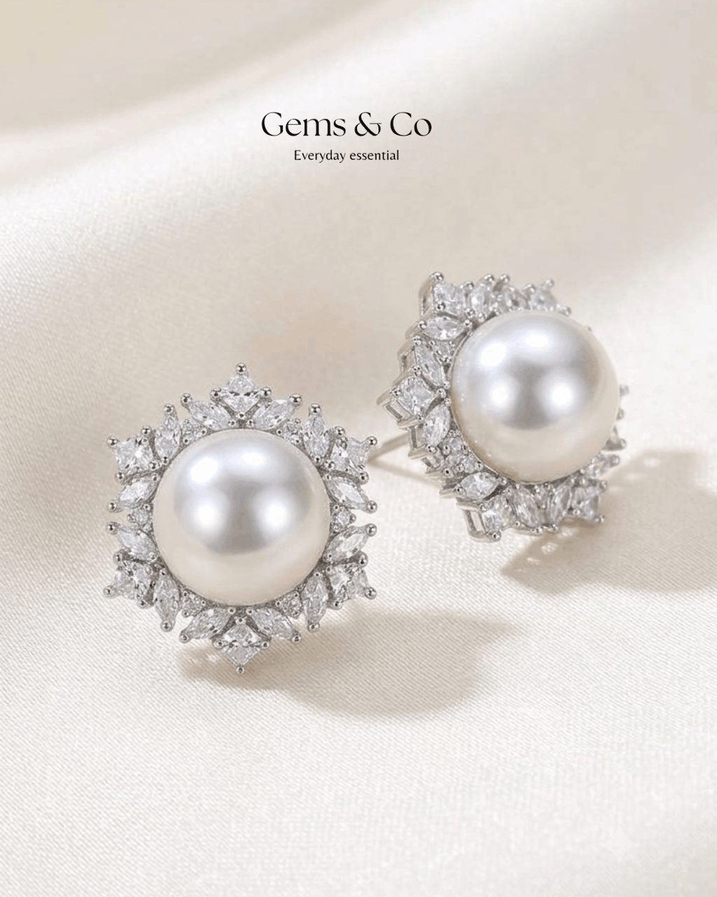 Pearl Halo Stud Earrings