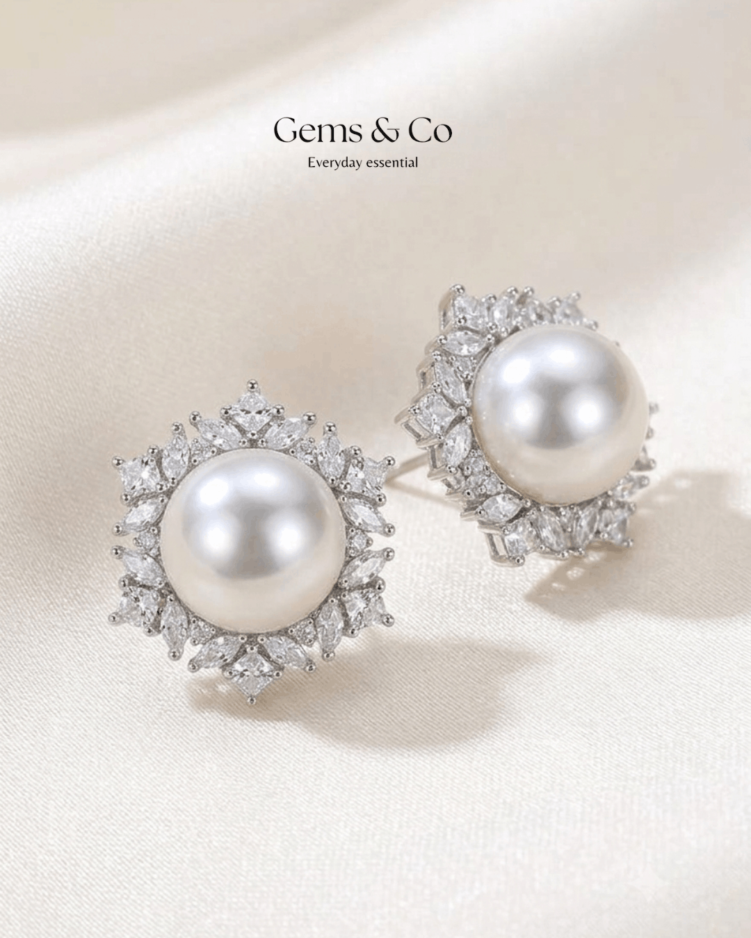 Pearl Halo Stud Earrings