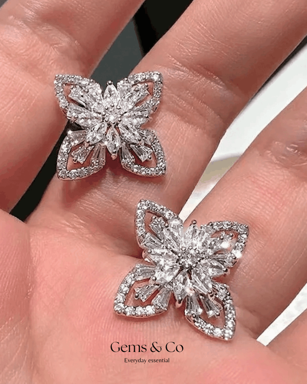 Zircon Cluster Flower Stud Earrings