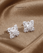Zircon Cluster Flower Stud Earrings
