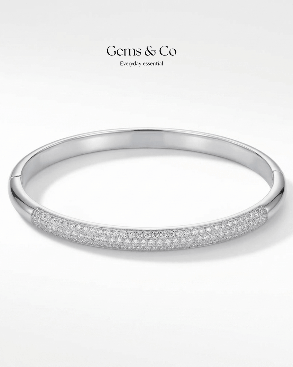 Silver Pavé Crystal Bangle Bracelet