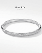 Silver Pavé Crystal Bangle Bracelet