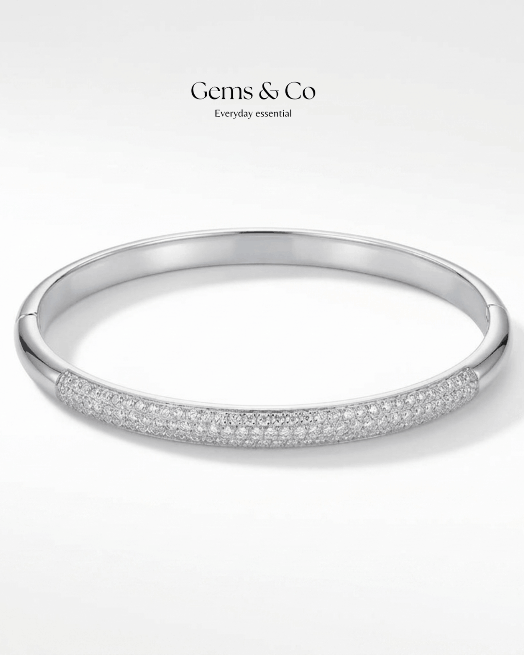 Silver Pavé Crystal Bangle Bracelet