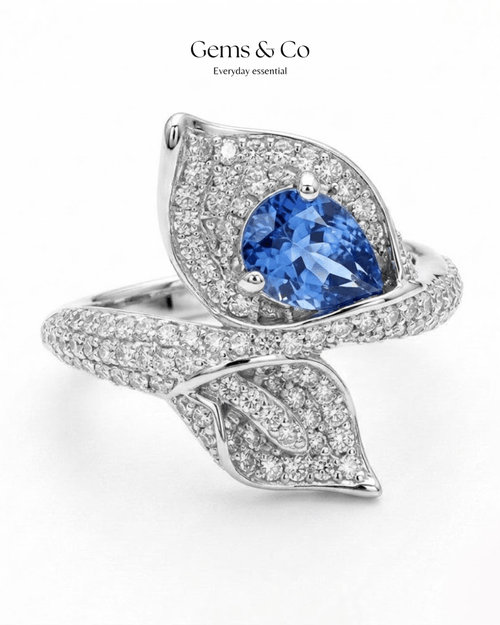 Calla Lily Blue Zircon Bypass Ring