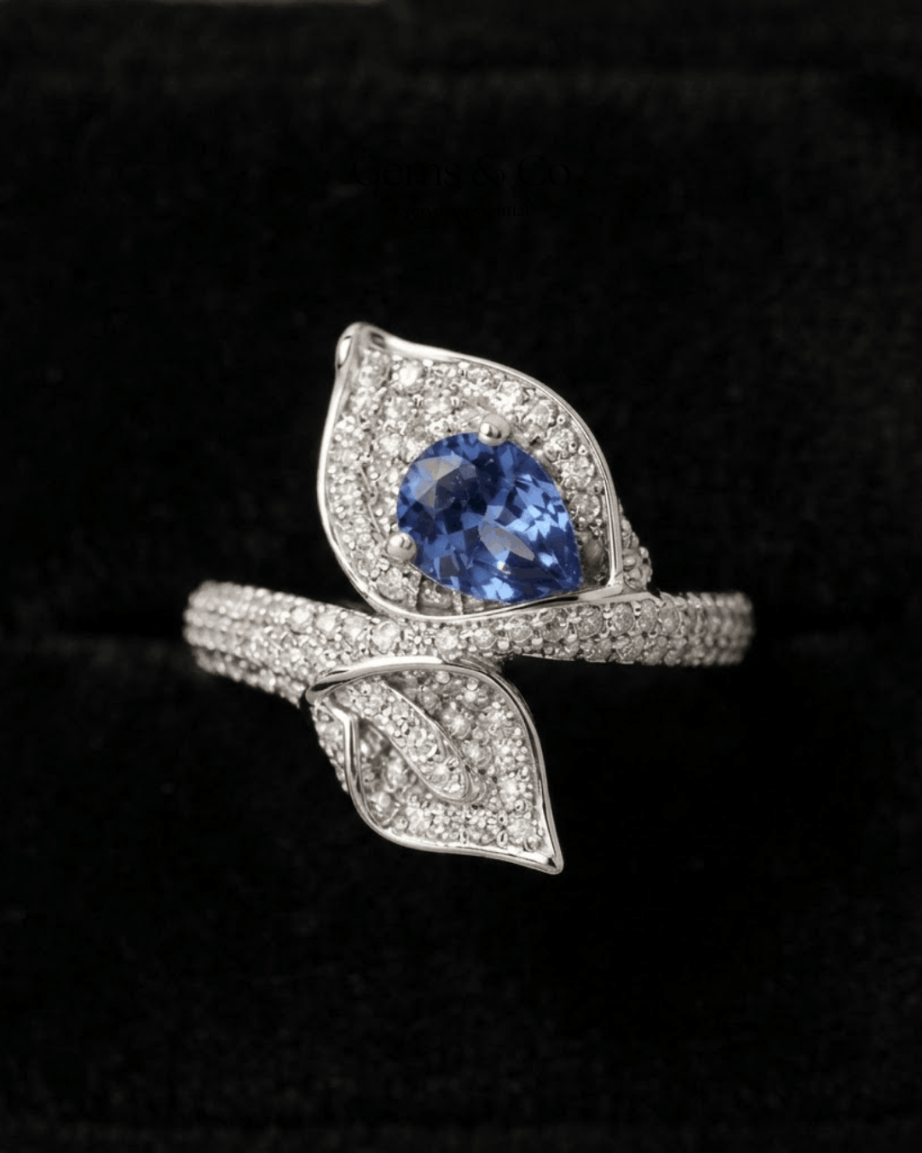 Calla Lily Blue Zircon Bypass Ring