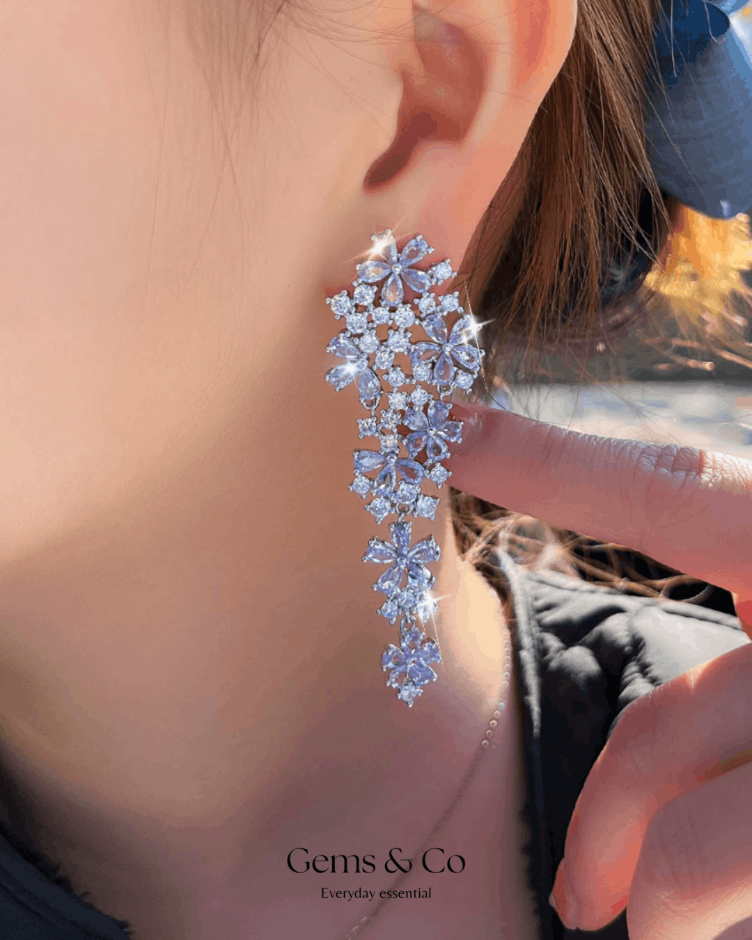 Lilac Bloom Cascade Zircon Drop Earrings