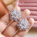 White Flower CZ Stud Earrings – Silver Plated