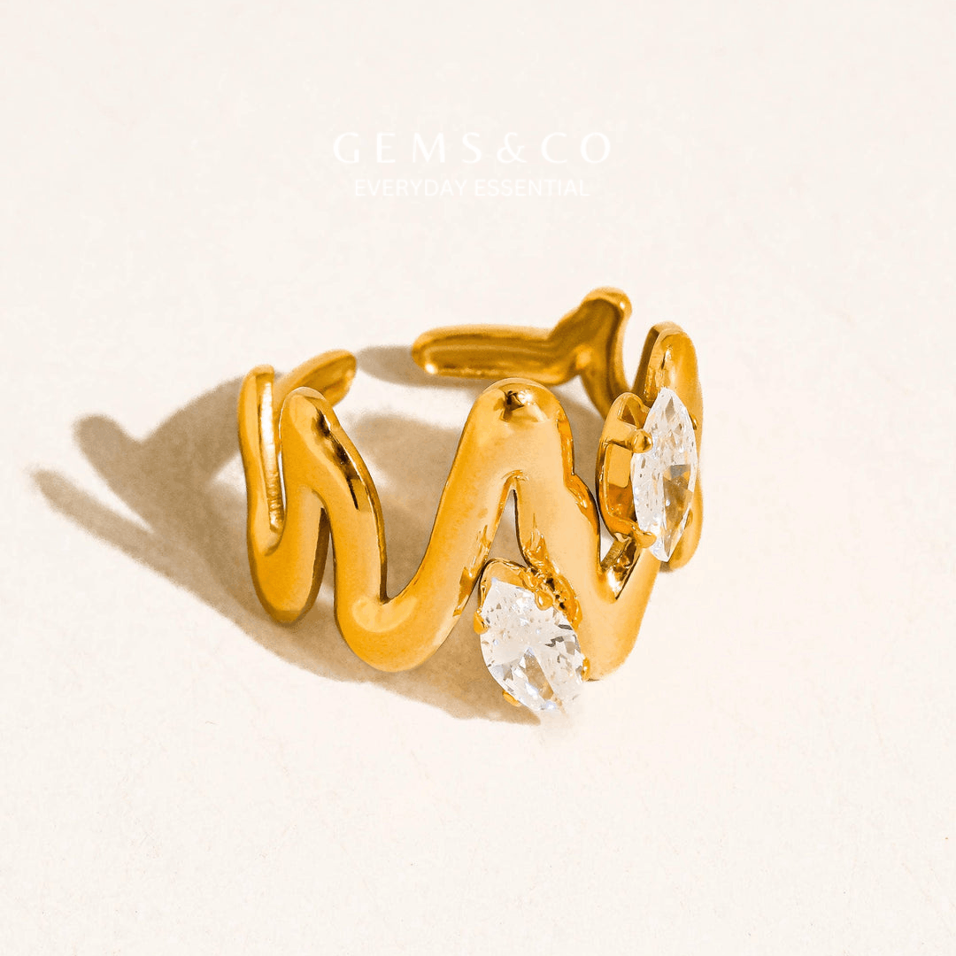 Elysian Wave Adjustable Ring