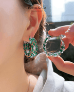 Emerald Fire Zircon Hoop Earrings