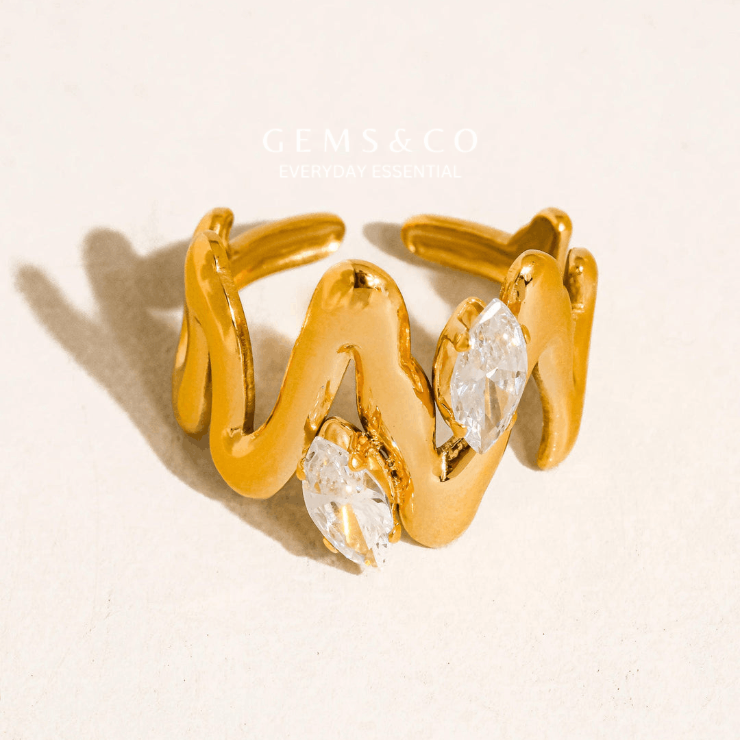 Elysian Wave Adjustable Ring