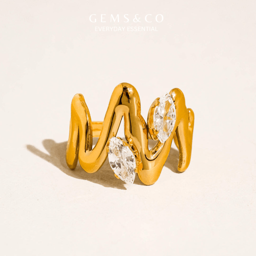 Elysian Wave Adjustable Ring