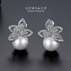 Floral Pearl Zircon Studs