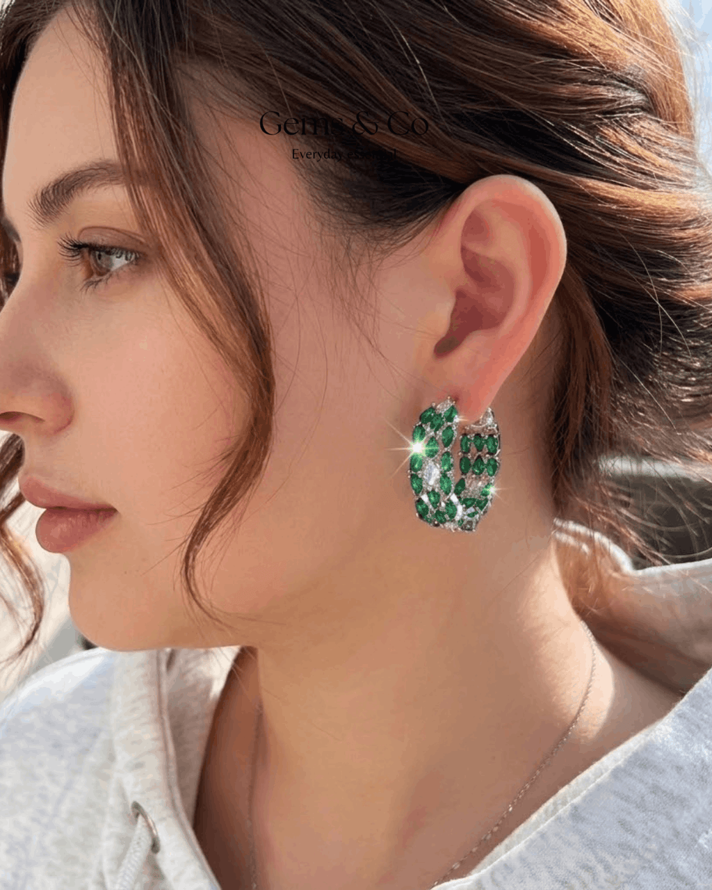 Emerald Fire Zircon Hoop Earrings