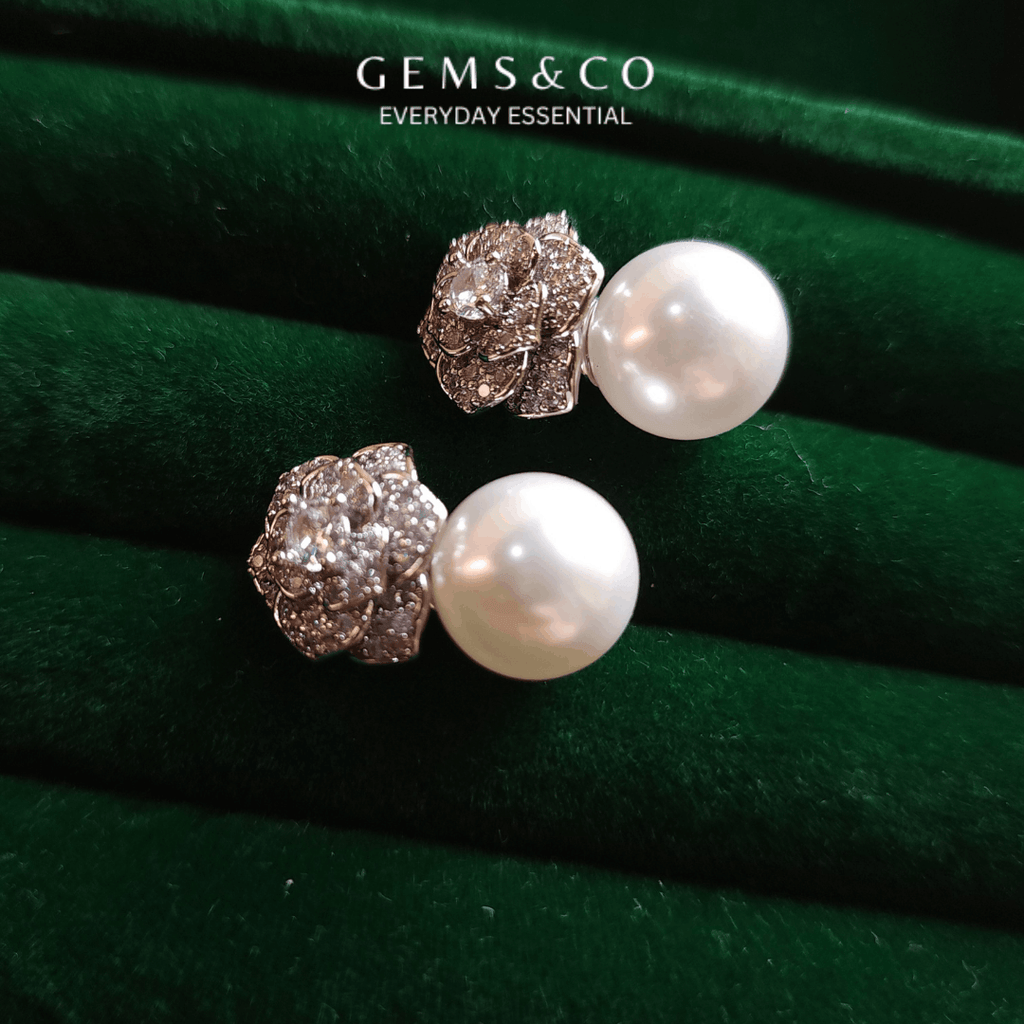 Camellia Pearl Drop Earrings