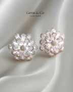 White Flower CZ Stud Earrings – Silver Plated