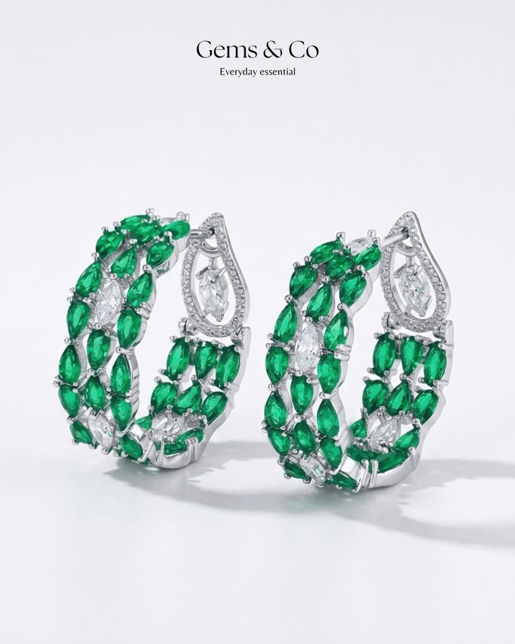 Emerald Fire Zircon Hoop Earrings