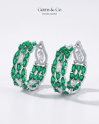 Emerald Fire Zircon Hoop Earrings