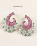 Ruby Crescent Statement Earrings