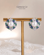 Bloomsbury Pearl & Zircon Floral Stud Earrings