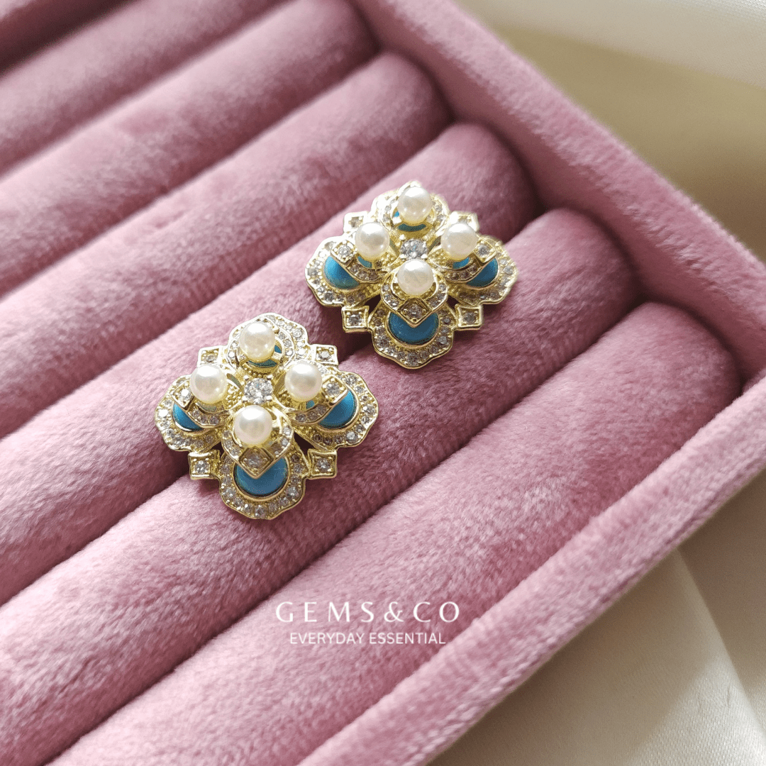 Turquoise & Pearl Earrings