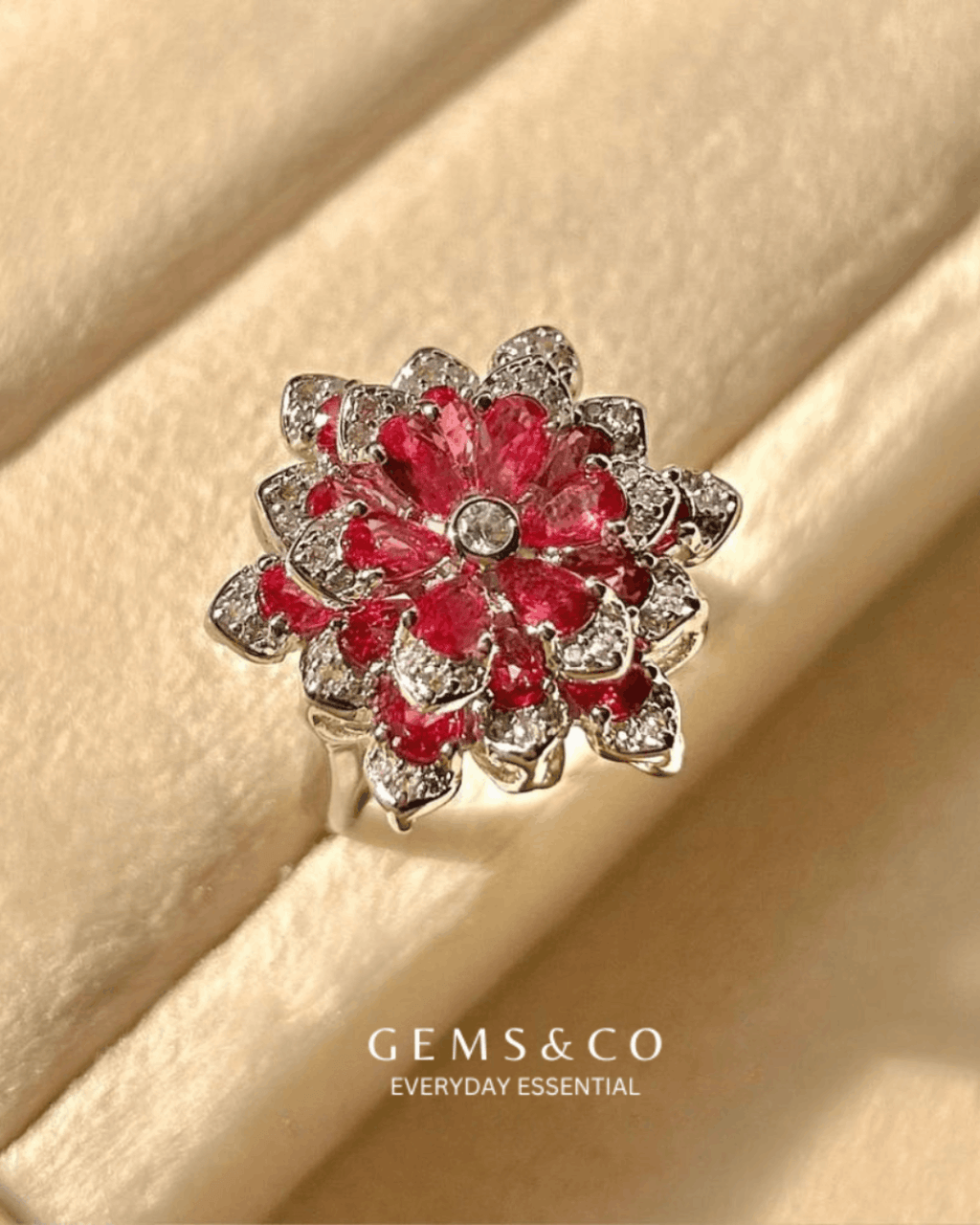 Fuchsia Bloom Ruby Zircon Cocktail Ring