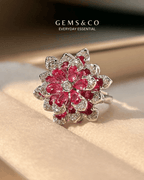 Fuchsia Bloom Ruby Zircon Cocktail Ring
