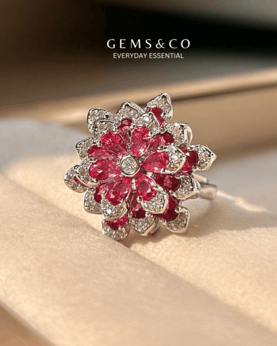 Fuchsia Bloom Ruby Zircon Cocktail Ring