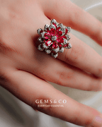 Fuchsia Bloom Ruby Zircon Cocktail Ring