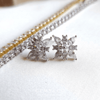 Stella Flower CZ Stud Earrings – Silver