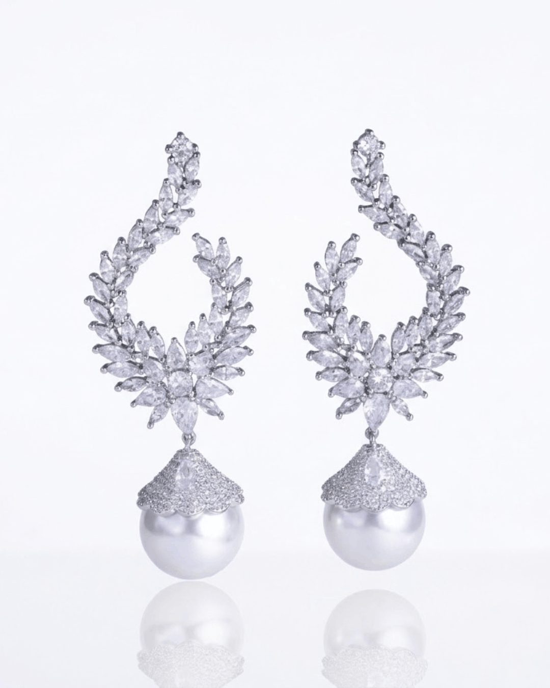 Ivory Bloom Pearl & Zircon Statement Earrings