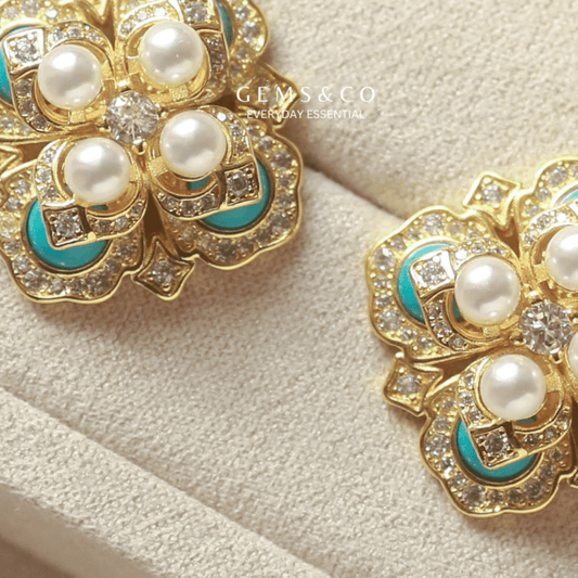 Turquoise & Pearl Earrings