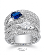 Sapphire Cascade Pavé Statement Ring