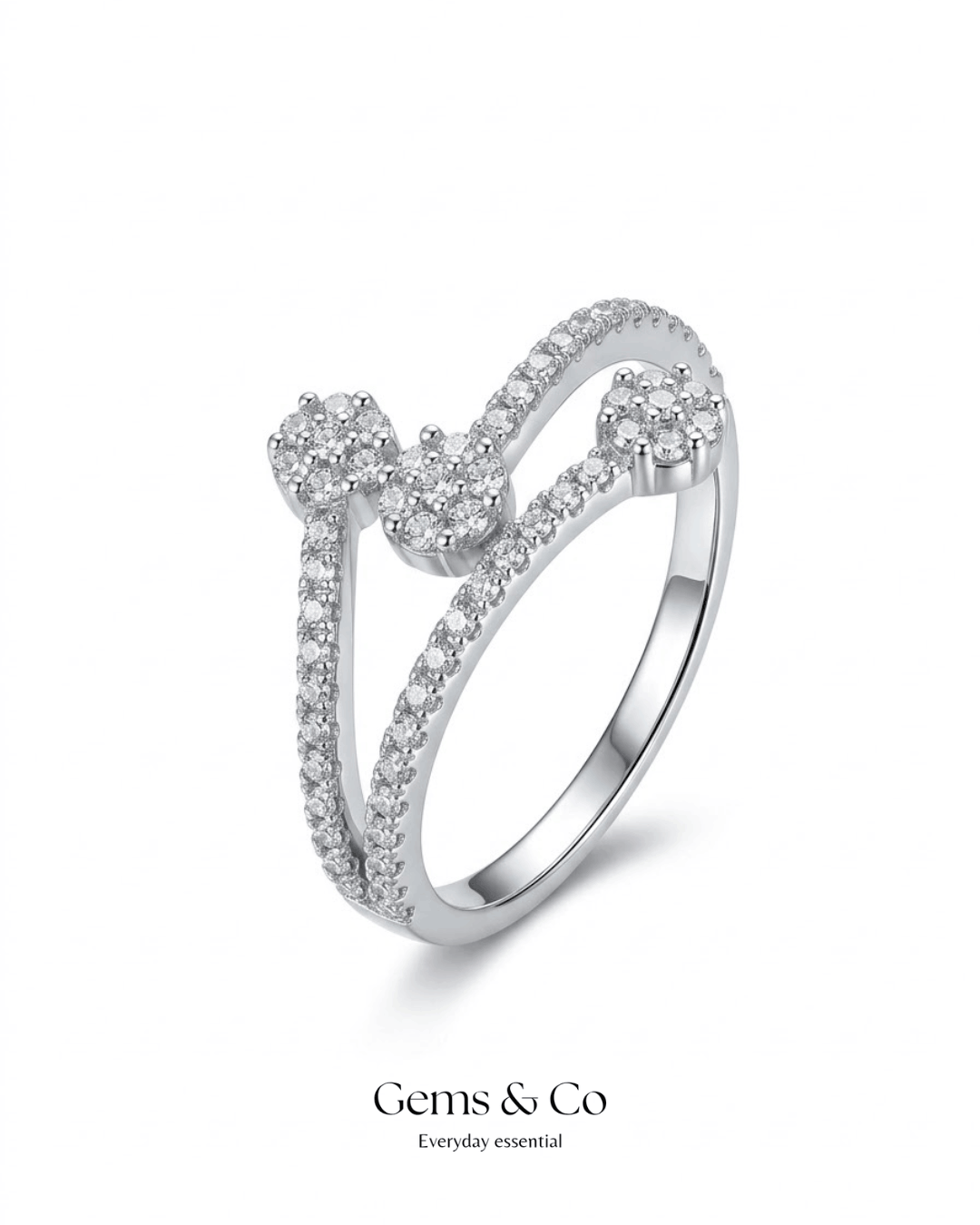 Celestia Triple Bloom Zircon Ring