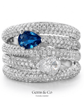 Sapphire Cascade Pavé Statement Ring