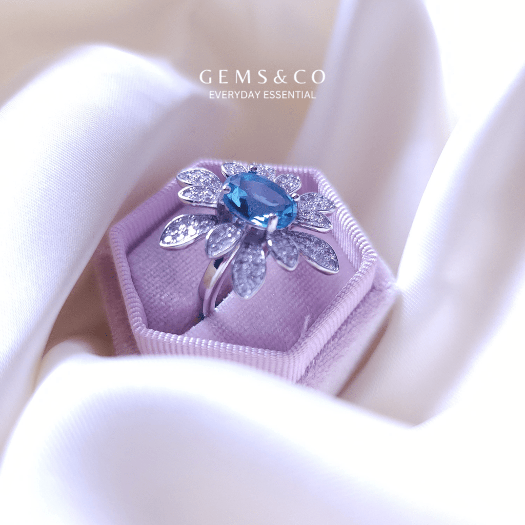 Aqua Blossom Flower Ring