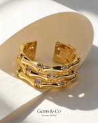 Amethyst Bamboo Triple Band Ring