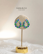 Regal Sapphire & Emerald Zircon Cluster Earrings