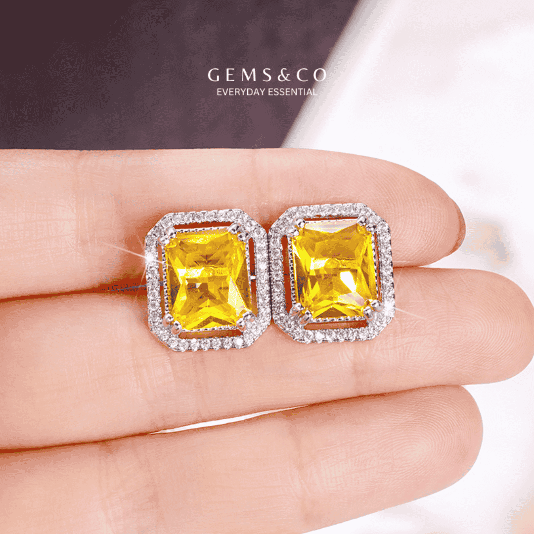 Yellow Square Studs