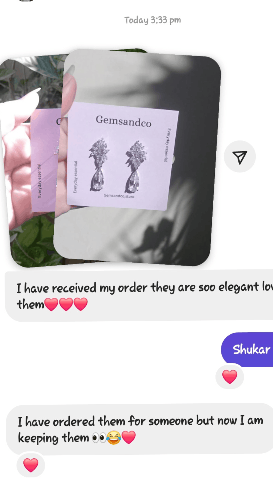 Customer review on WhatsApp