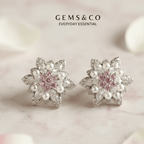 Pink Daisy Pearl Studs