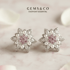 Pink Daisy Pearl Earrings