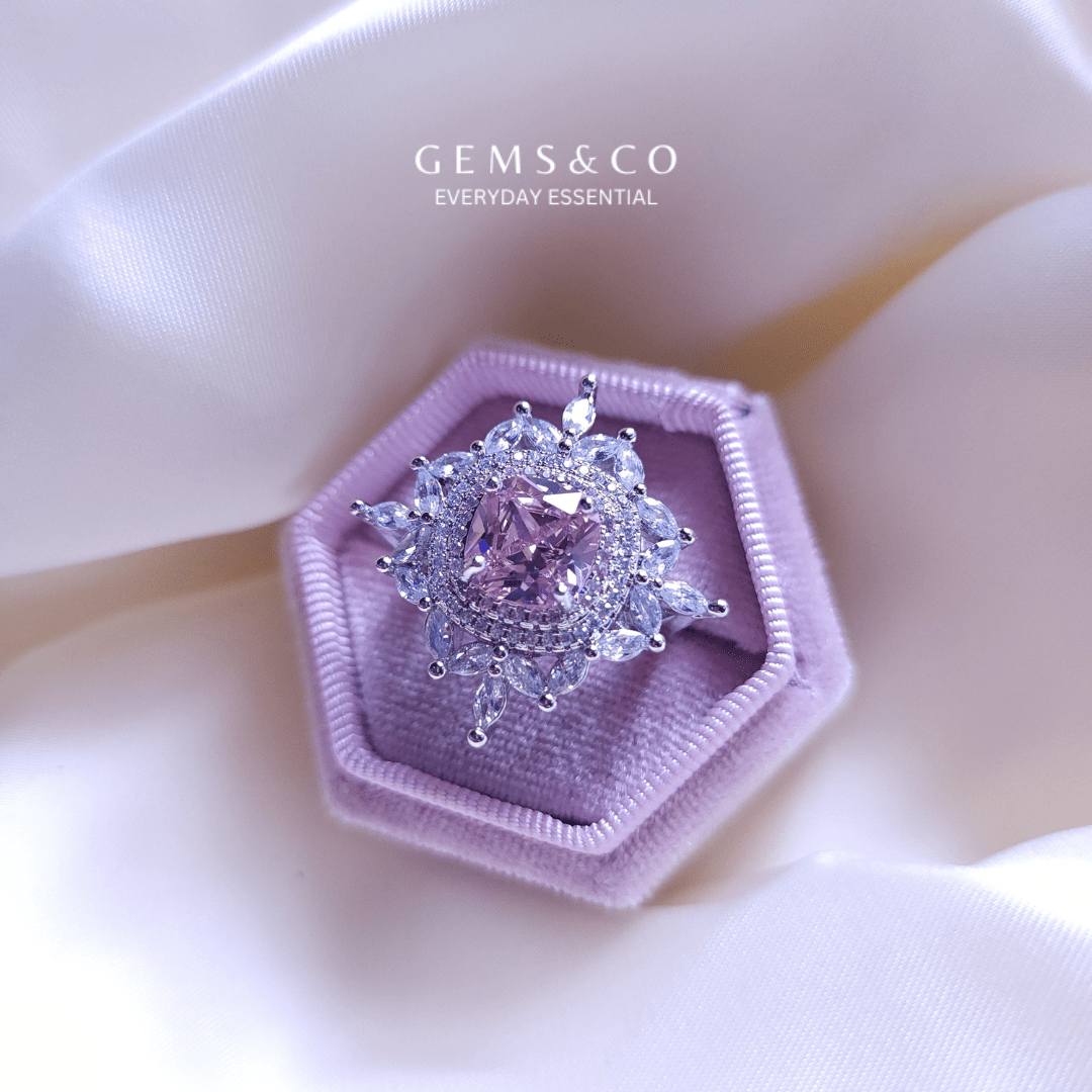 Pink Sparkle Statement Ring - Adjustable